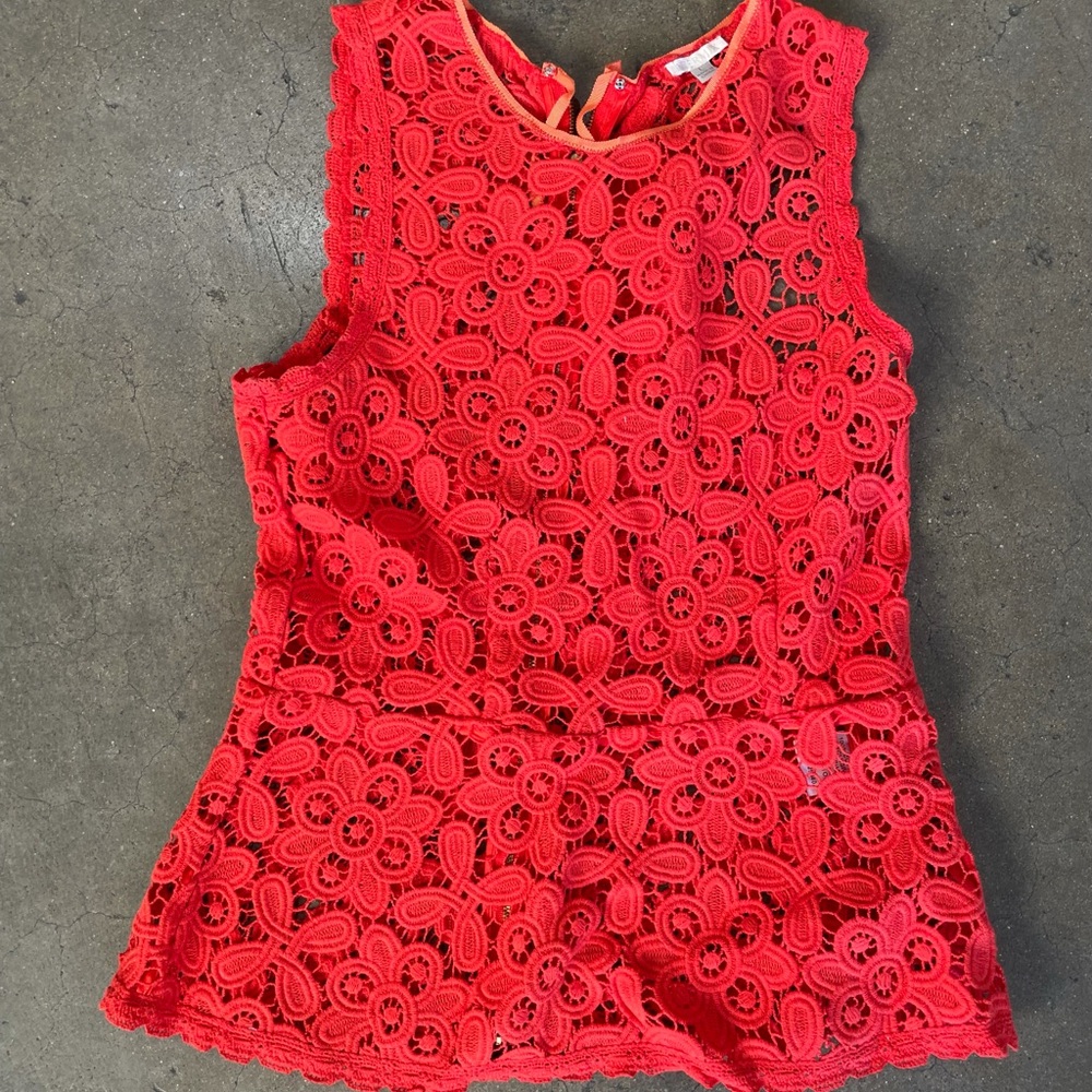 Intermix red lace floral blouse size L